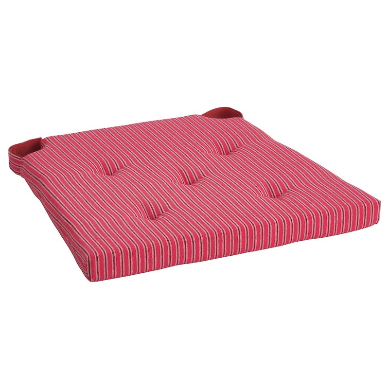 JUSTINA Chair pad, red grey/stripe pattern, 42/35x40x4 cm