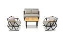 Compton Indoor- Covered Outdoor Sofa Set with Coffee Table, Light Grey