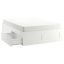 IKEA BRIMNES Queen Bed Frame| Storage Boxes| White| Luroy