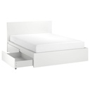 IKEA MALM Super King Bed Frame| 4 Storage Boxes| White| High Platform Bed