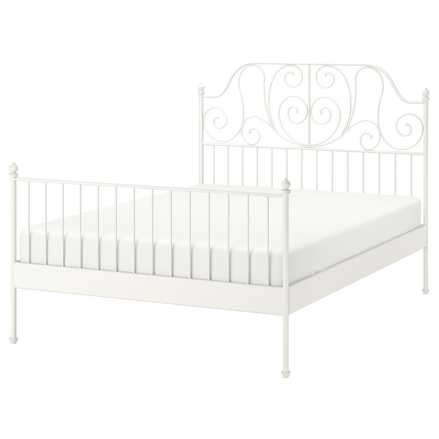 IKEA LEIRVIK bed frame, white/Luroy, 150x200 cm,queen size