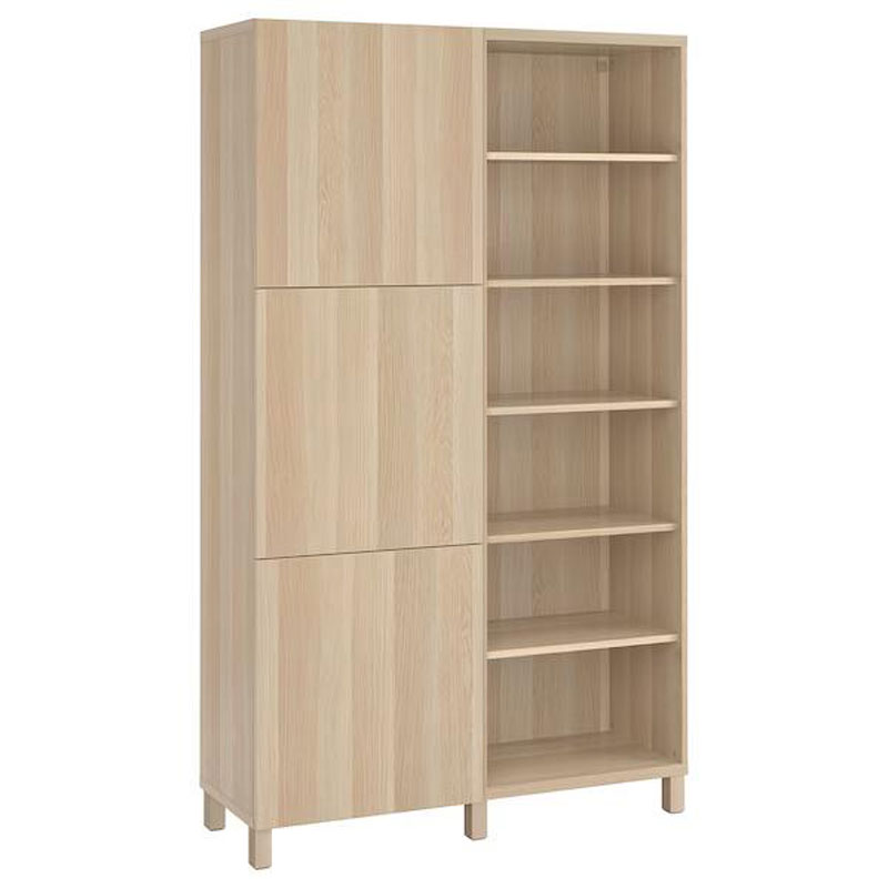 IKEA BESTA Storage Combination with Doors, White Stained Oak Effect,120x42x202 cm