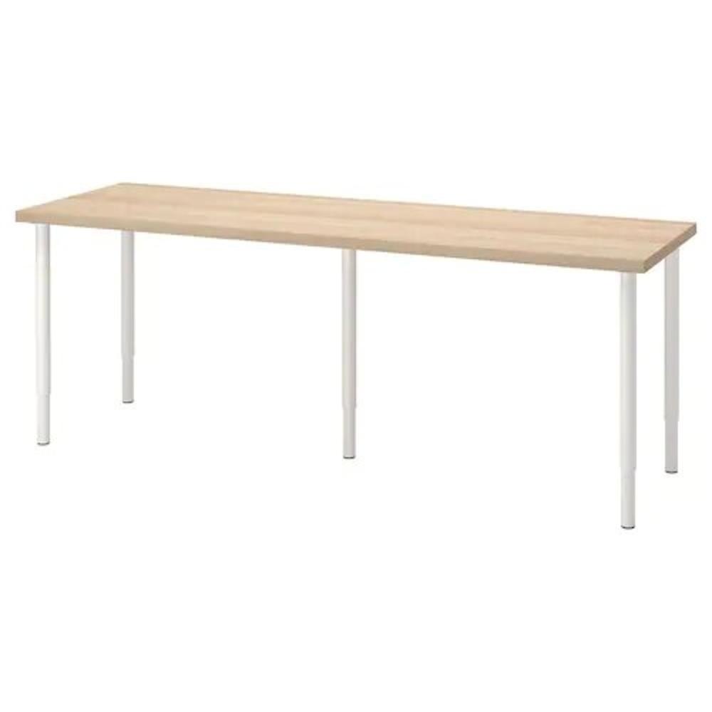 IKEA LAGKAPTEN - OLOV Desk White Stained Oak Effect, White 200X60 cm