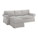 IKEA EKTORP Cover 3-seat Sofa W Chaise Longue, Tallmyra White-Black