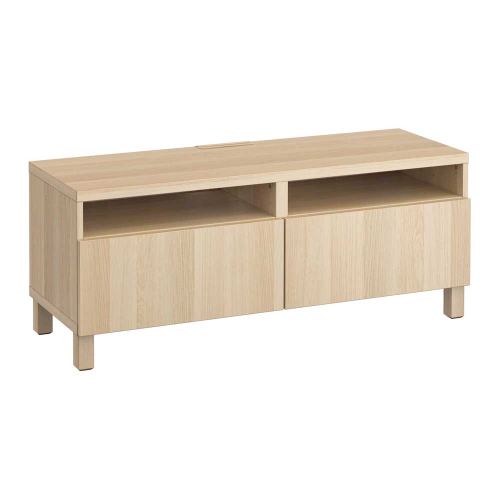 IKEA BESTA TV Bench with Drawers Lappviken White Stained Oak Effect