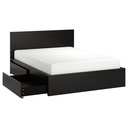 IKEA MALM Queen Bed Frame| 4 Storage Boxes| Black-Brown