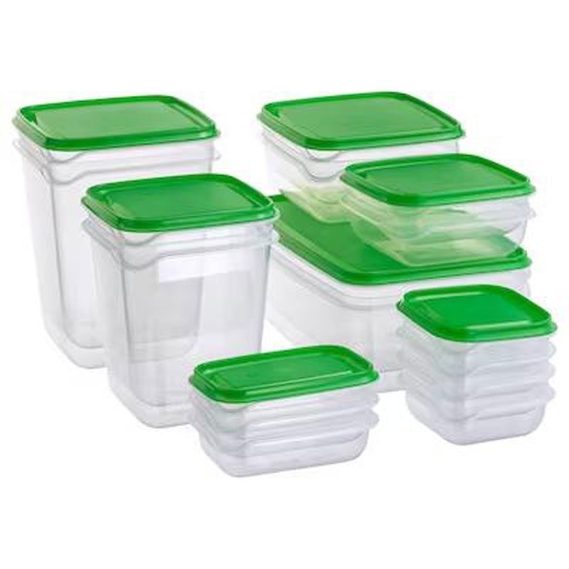 IKEA Pruta Food Container, Set of 17, Transparent, Green