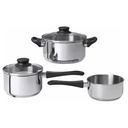 IKEA Annons 5- Piece Cookware Set Glass Stainless Steel-