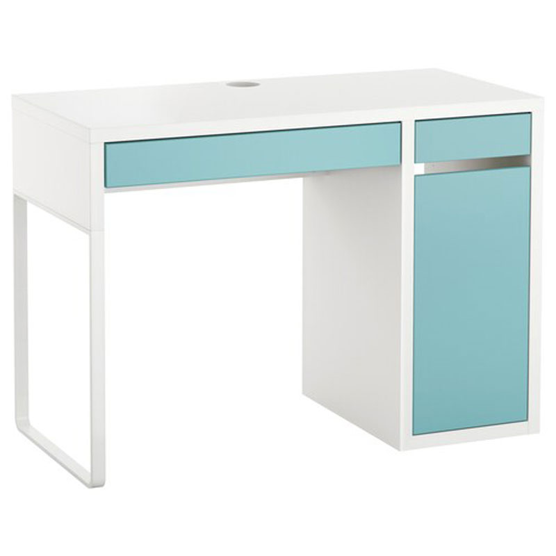 IKEA MICKE Desk, White, Light Turquoise-