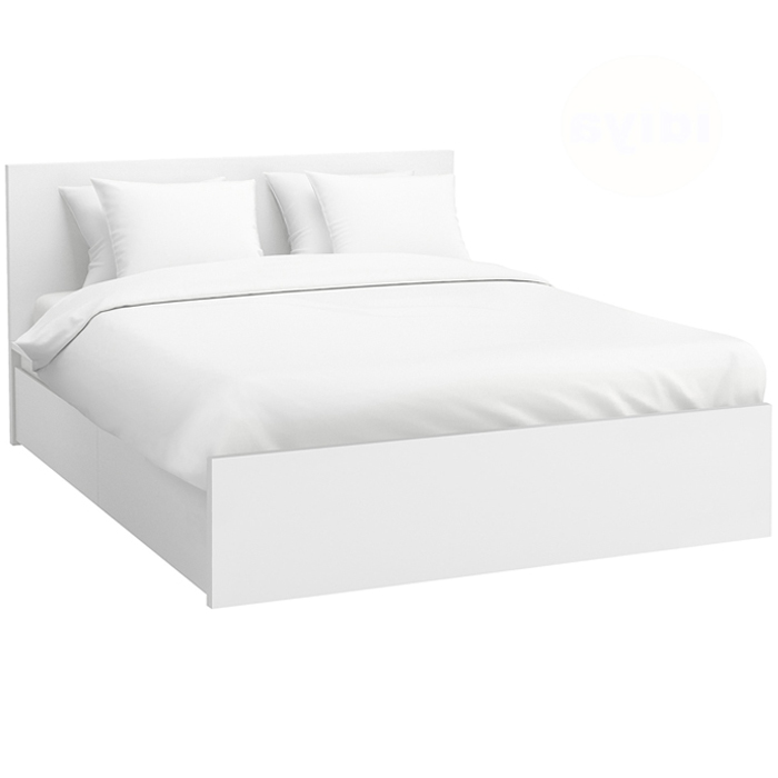 IKEA MALM Bed Frame, High, W 2 Storage Boxes White-Luroy 180X200 cm,Superking