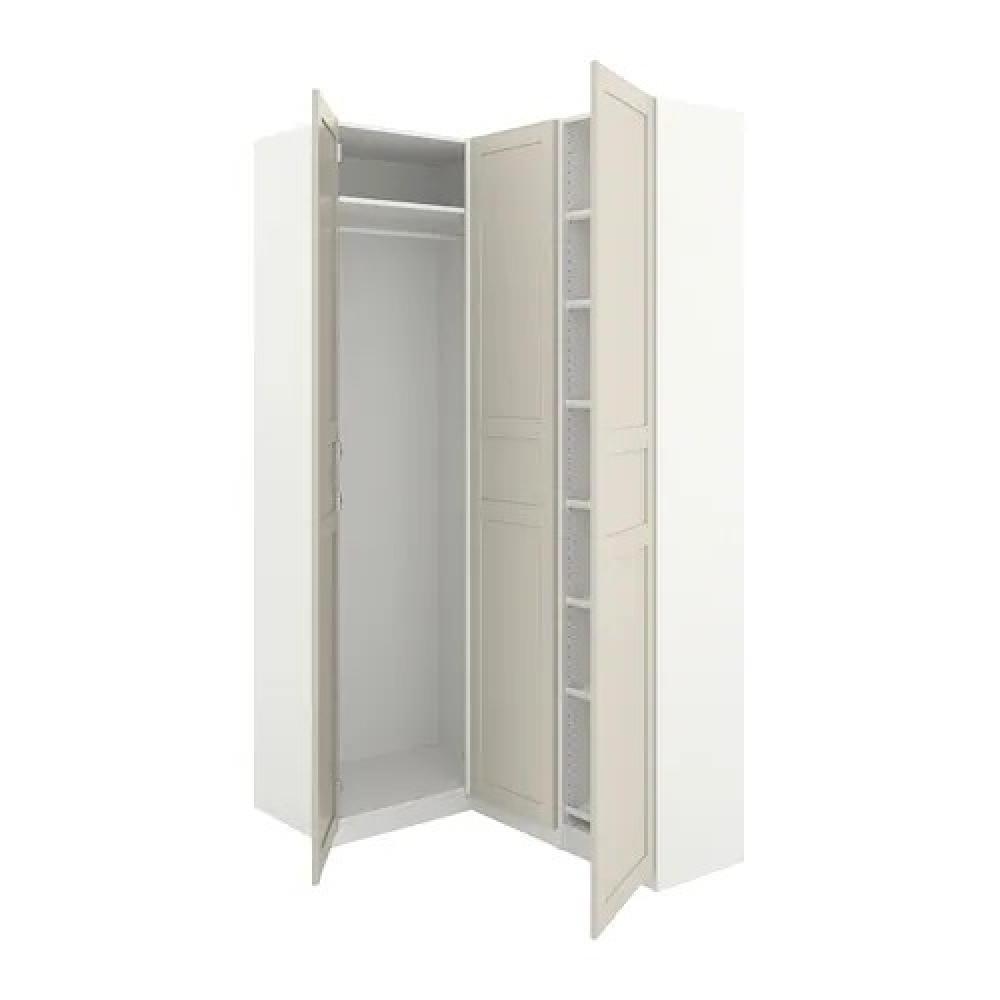 IKEA PAX / FLISBERGET Corner Wardrobe, White/Light Beige, 161/88x236 cm