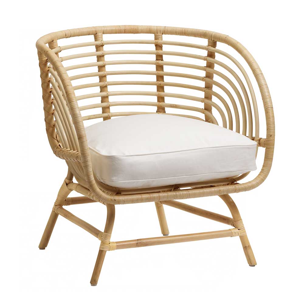 IKEA Buskbo Armchair, Rattan, Djupvik White