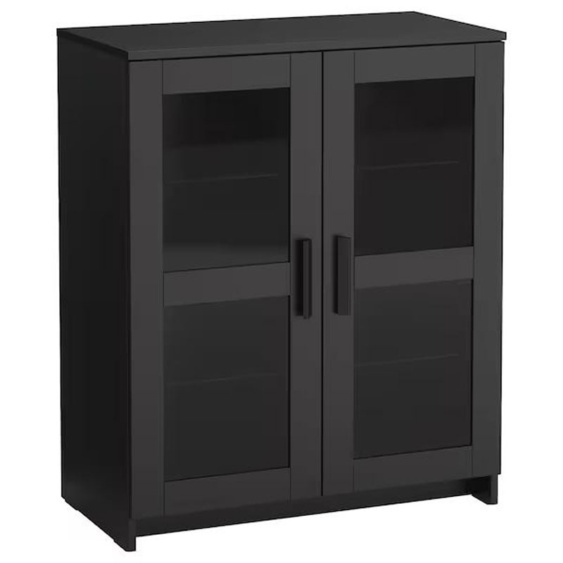 IKEA BRIMNES Cabinet with Doors, Glass-Black 78X95 cm