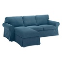 IKEA EKTORP Cover 3-seat Sofa W Chaise Longue, Tallmyra Blue