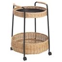 IKEA Lubban Trolley Table with Storage, Rattan, Anthracite