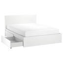 IKEA MALM Bed Frame, High, W 2 Storage Boxes White-Luroy 150X200 cm,queen size