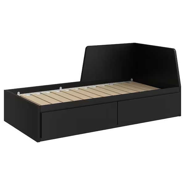 IKEA Flekke Day-Bed Frame with 2 Drawers, Black-Brown