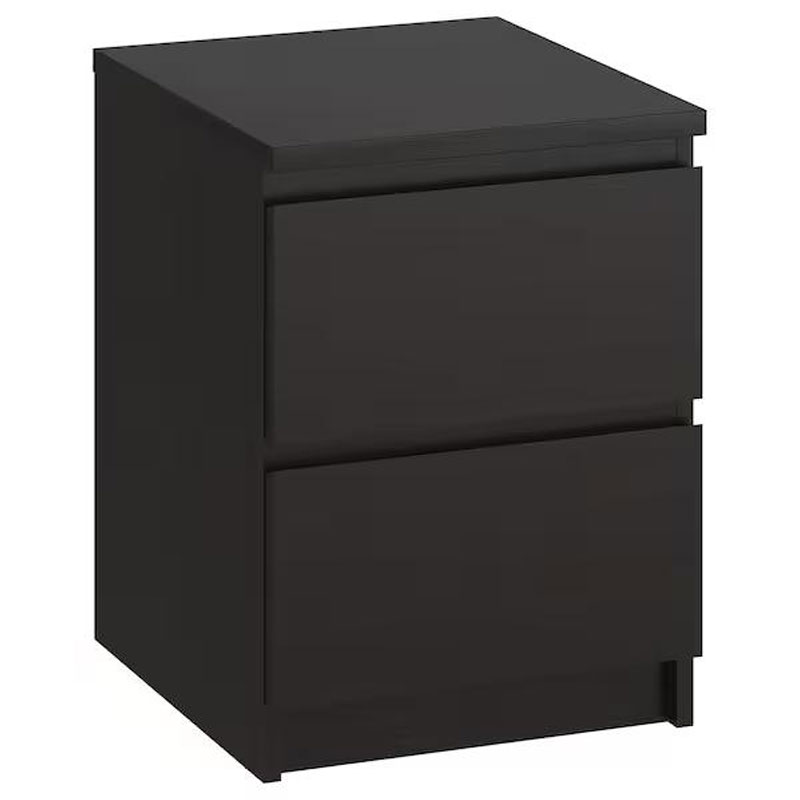 IKEA MALM Chest of 2 Drawers, Black-Brown