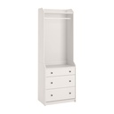HAUGA Open Wardrobe with 3 Drawers White 70X199 cm