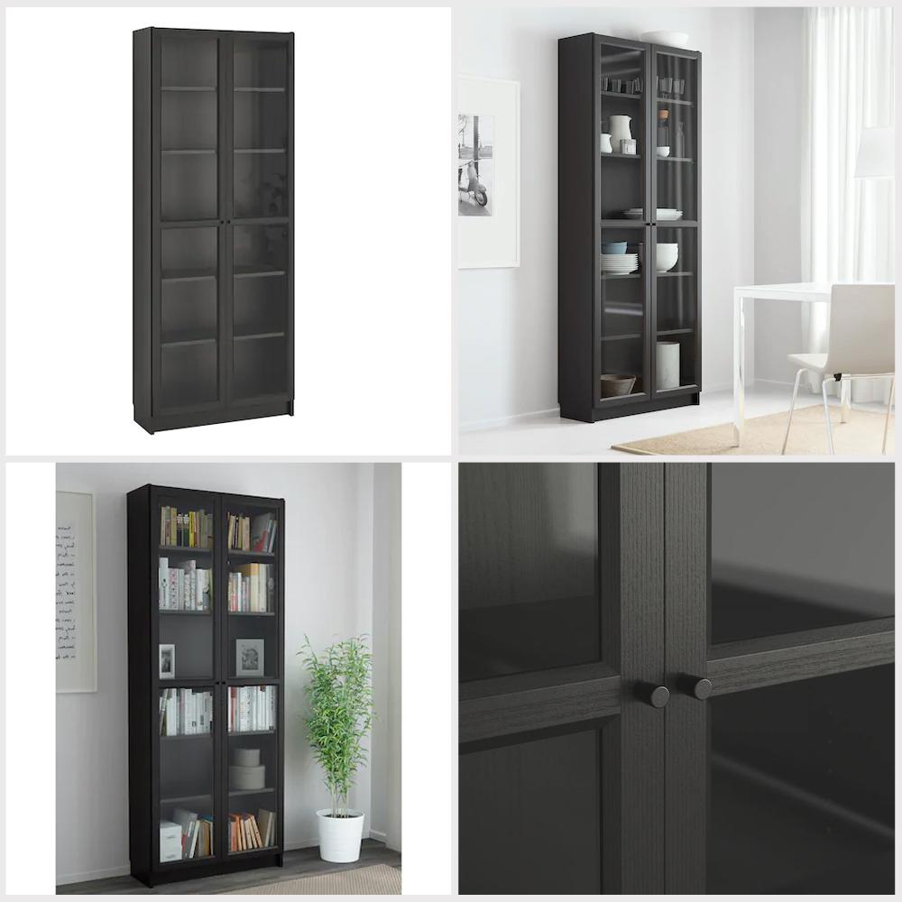 IKEA BILLY - OXBERG Bookcase, Black-Brown, 80X30X202 cm