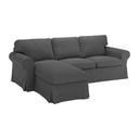 IKEA EKTORP Cover 3-seat Sofa W Chaise Longue, Tallmyra Medium Grey