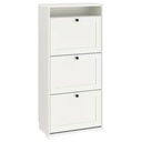 IKEA BRUSALI Shoe Cabinet with 3 Compartments, White