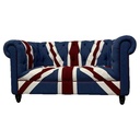 Canberra Chesterfield 2 Seater Sofa, Blue-Red Color