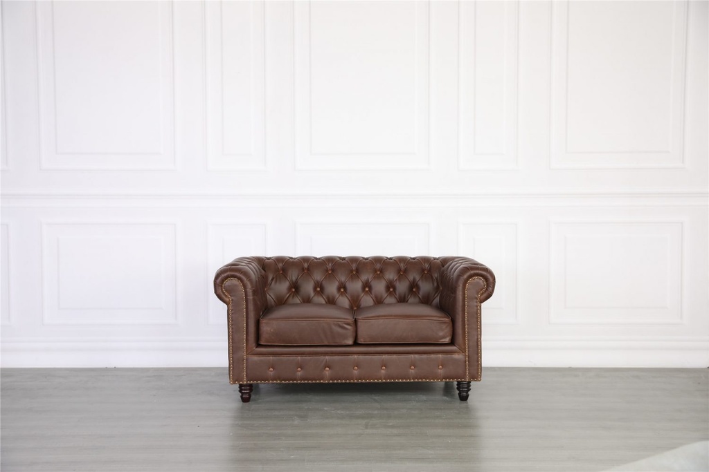 Florence Chesterfield Leather Sofa 2 Seater - Vintage Style
