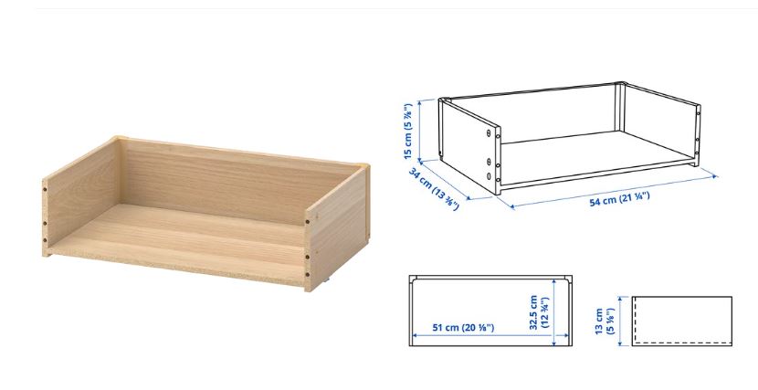 IKEA BESTA Drawer Frame white stained oak effect 60x15x40 cm