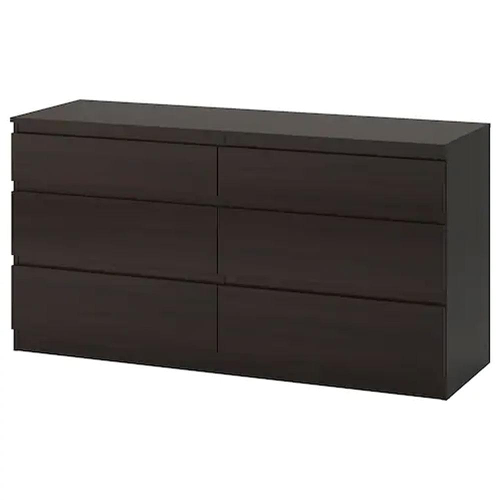 IKEA KULLEN Chest of 6 Drawers,black-brown, 140x72 cm