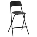 IKEA FRANKLIN Bar Stool with Backrest, Foldable, Black, Black