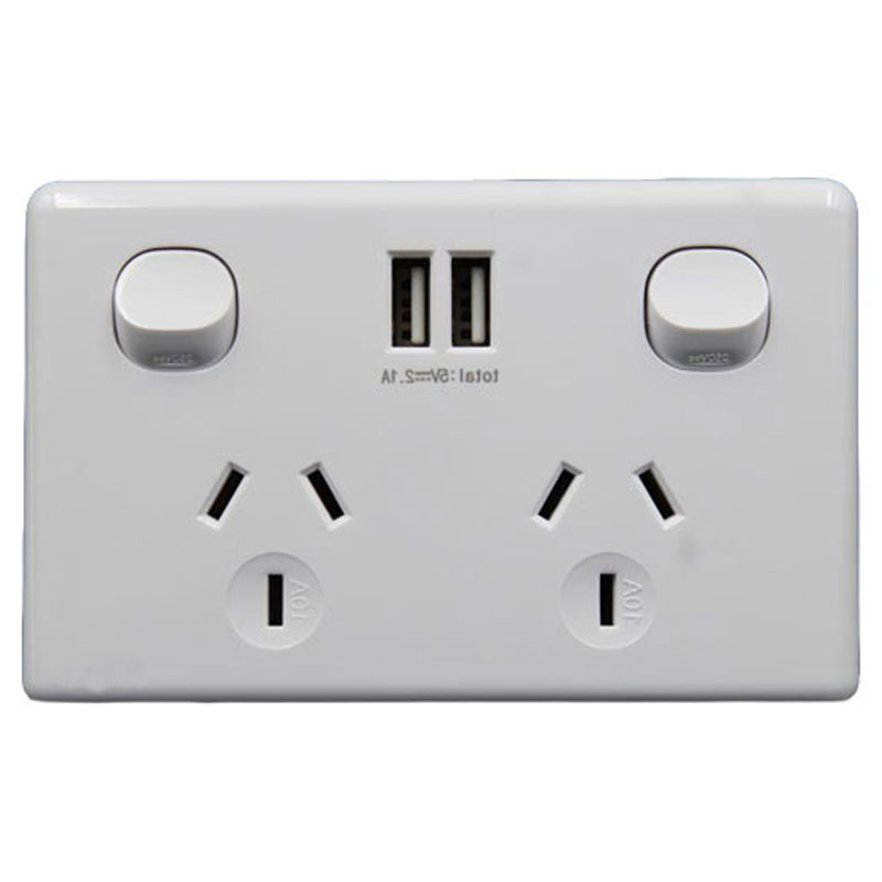 Alger Double Power Point with USB Charger