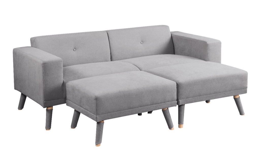 Jackson Sofa with 2 Ottoman, Light Grey