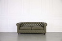 Doha Chesterfield Leather Sofa, 3 Seater,green