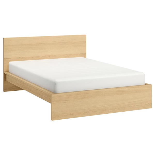 IKEA MALM bed frame, high white stained oak veneer/Luroy 150x200 cm