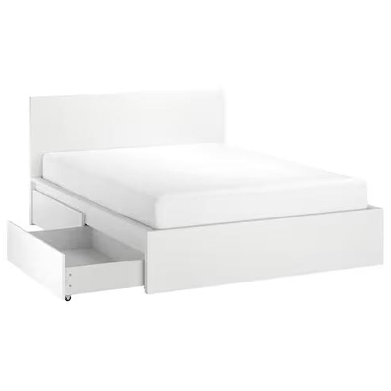 IKEA MALM Queen Bed Frame| 4 Storage Boxes| White