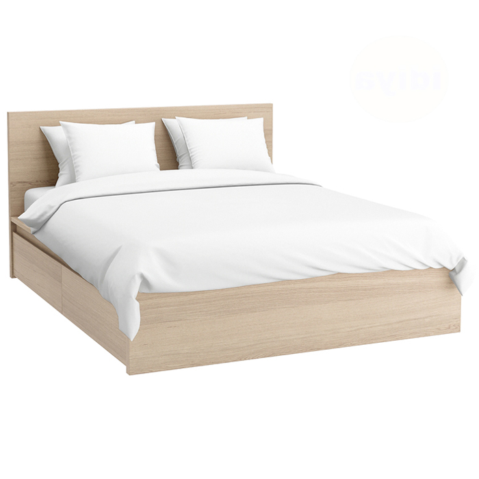 IKEA MALM Bed Frame, High, with 2 Storage Boxes, White Stained Oak Veneer