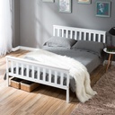 Dawson Slat Bed, Queen Size, White, Solid Wood