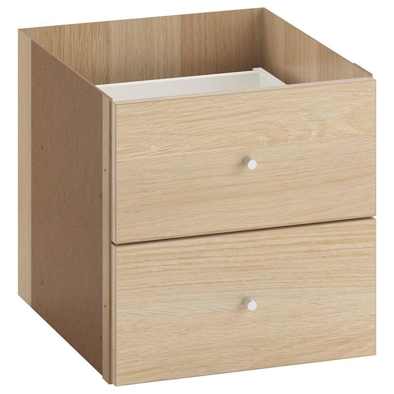 IKEA KALLAX Insert with 2 Drawers White Stained Oak Effect 33X33 cm