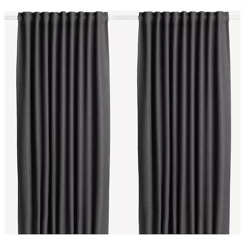 ANNAKAJSA Room Darkening Curtains, 1 Pair, Grey 145X250 cm