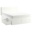 IKEA BRIMNES Bed Frame W Storage and Headboard White/Luröy 180x200 cm