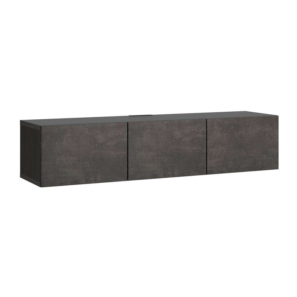 BESTA TV Bench with Doors, Black - Brown - Kallviken Concrete Effect,180x42x38 cm