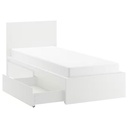 IKEA MALM Bed Frame, High, W 2 Storage Boxes, White, Luröy 90 X 200 cm