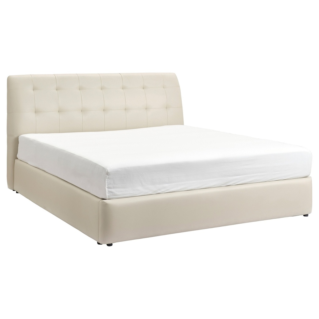 Kortgarden Ottoman Queen Bed| Upholstered| Storage| Kimstad Off-White