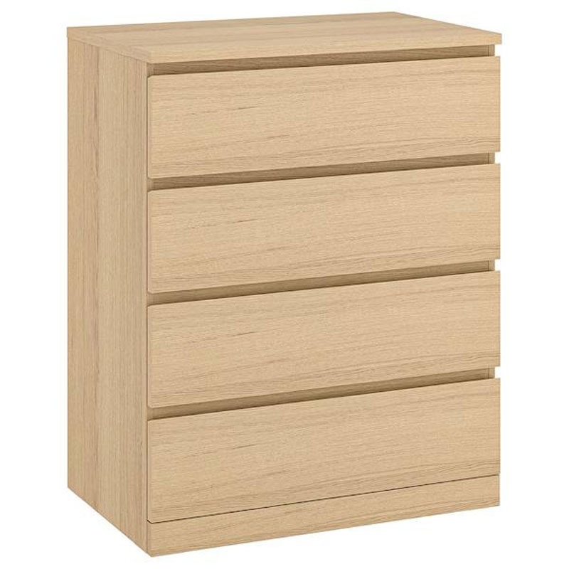 IKEA MALM Chest of 4 Drawers, White Stained Oak Veneer 80X101cm, Lowboy