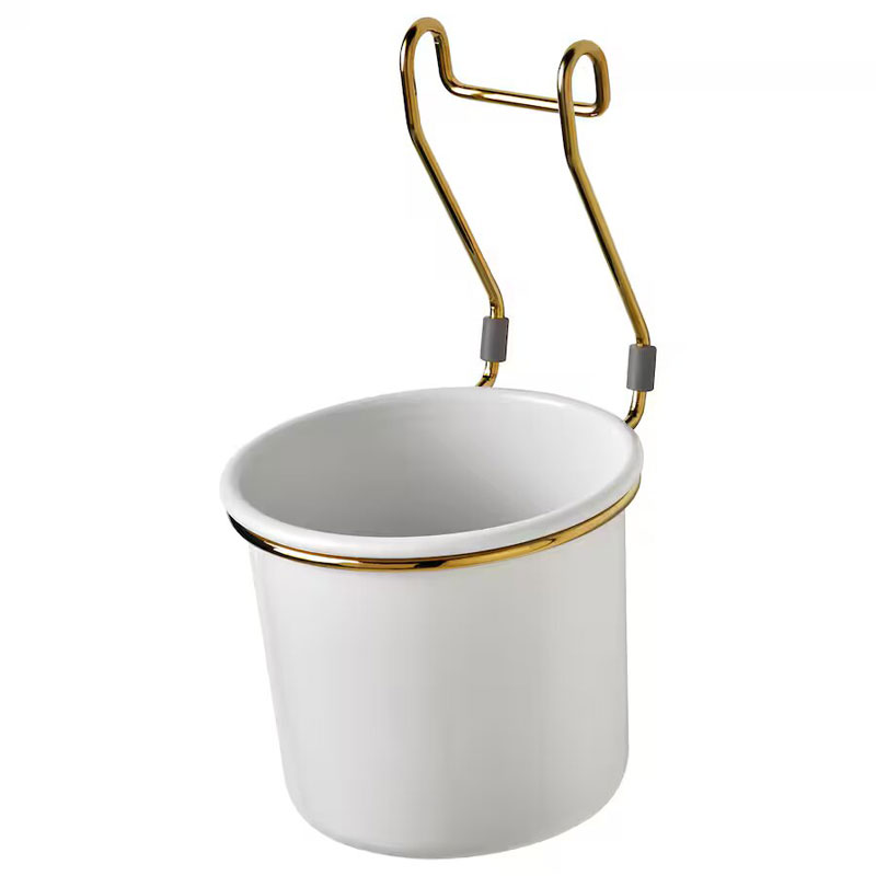 IKEA HULTARP Container White, Brass-Colour Polished 14X16 cm