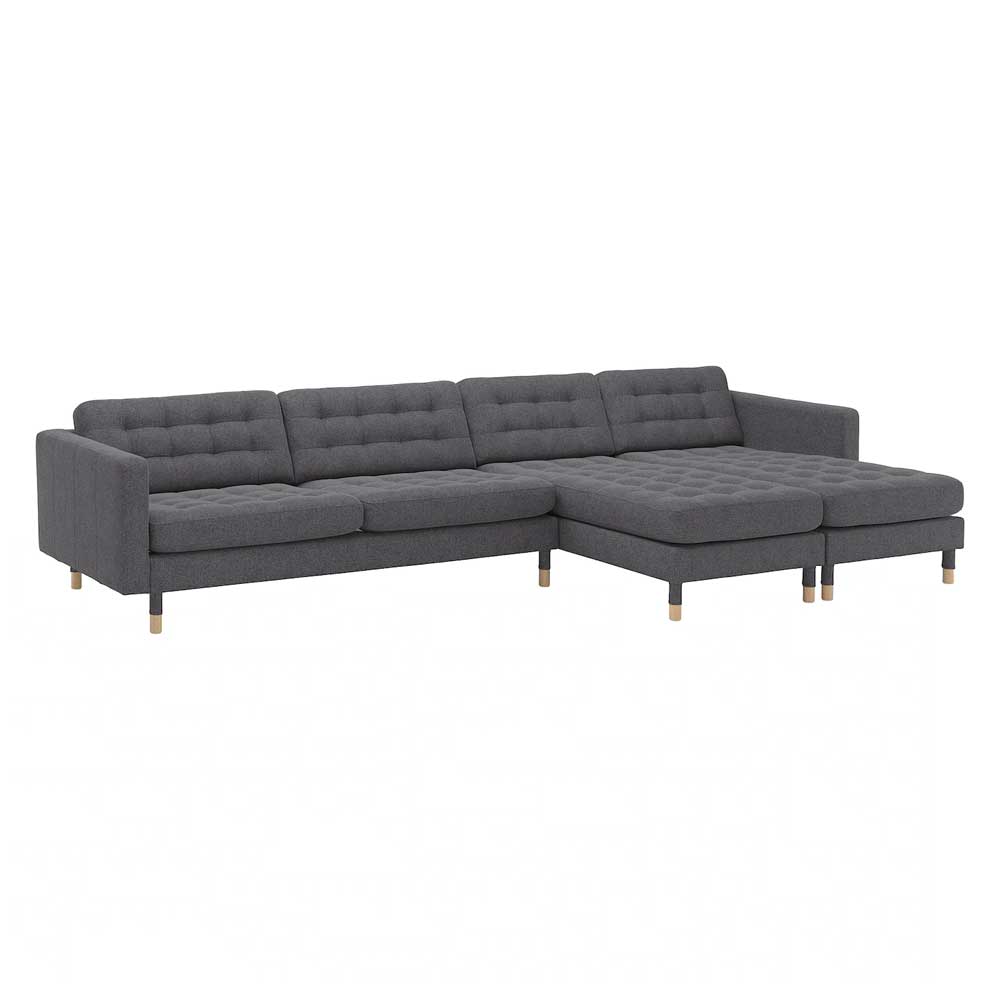 IKEA LANDSKRONA 5 - seat Sofa, with Chaise Longues - 
 Gunnared Dark Grey - Wood