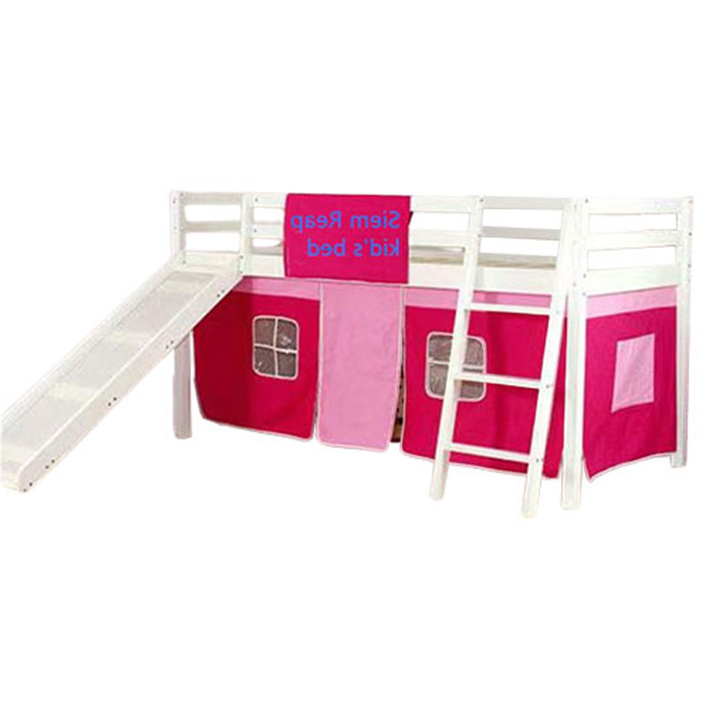 Siem Reap Pine Cabin Bed with Slid and Pink Tent
