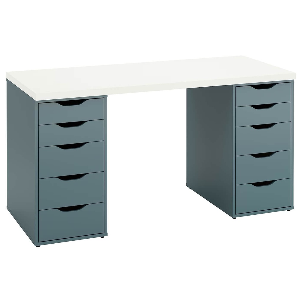 IKEA LAGKAPTEN - ALEX Desk, White- Grey- Turquoise140 X 60 cm