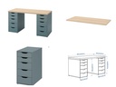 IKEA LAGKAPTEN - ALEX desk white stained oak effect grey turquoise 140x60 cm